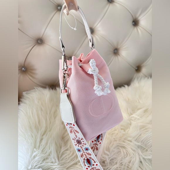 Dior embossed CD Drawstring Beauty Bag to Bucket Bag Crossbody Pouch/Clutch - Picture 2 of 8